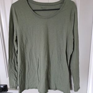 No Boundaries Womans 2xl Solid Greem Long Sleeve Shirt Casual